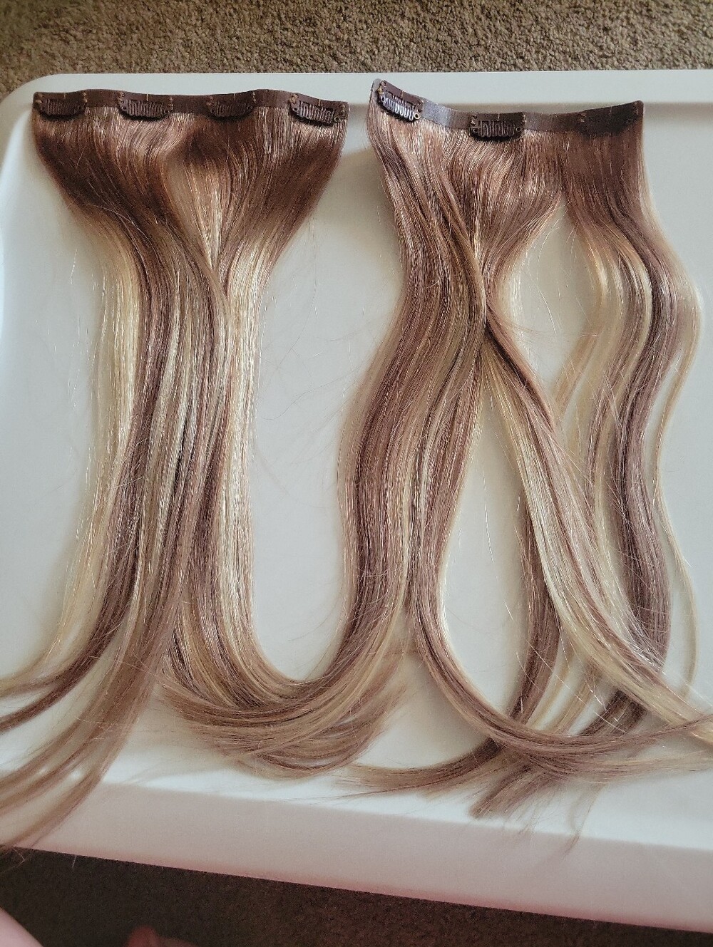 Glam Seamless Invisi Clips 100% Remy Human Hair Extensions | Blonde Balayage | 7 - Picture 3 of 4